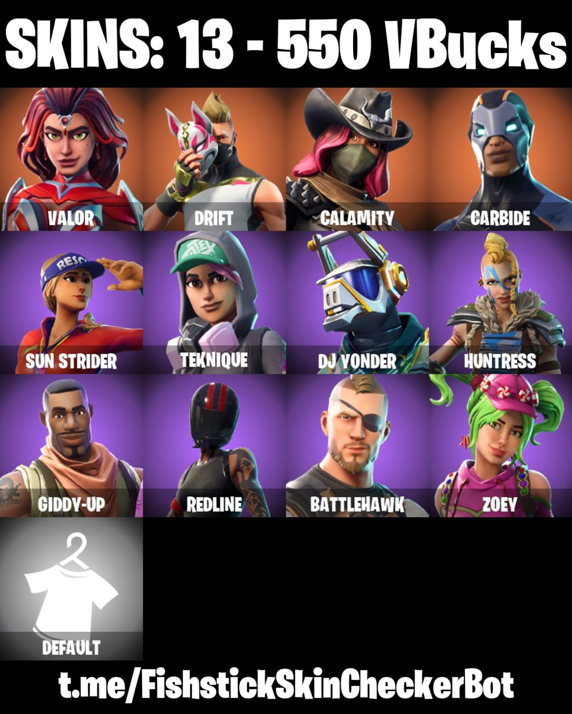 Conta Fortnite com Valor | Drift | Calamity | Carbide | Sun Strider e 13 Skins