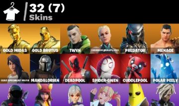 Conta FORTNITE 32 SKINS PRIMEIRO EMAIL + 1.350 V-BUCKS/ GOLD MIDAS/GOLD BRUTOS