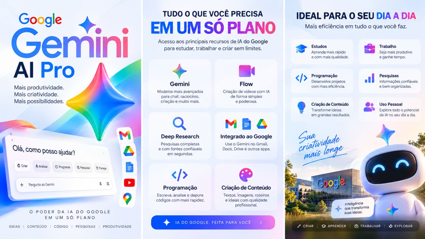 GEMINI PRO / GOOGLE AI PRO | FLOW + VEO + 5TB DRIVE | ACESSO INDIVIDUAL | 1 MÊS