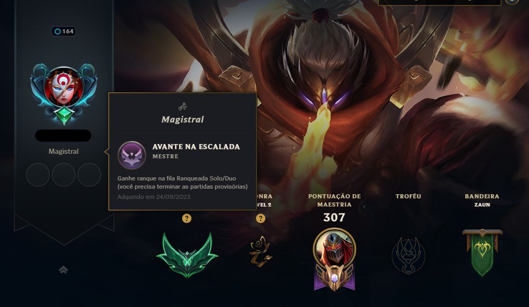 Conta EX Mestre LOL, MMR buffado ESMERALDA MD5