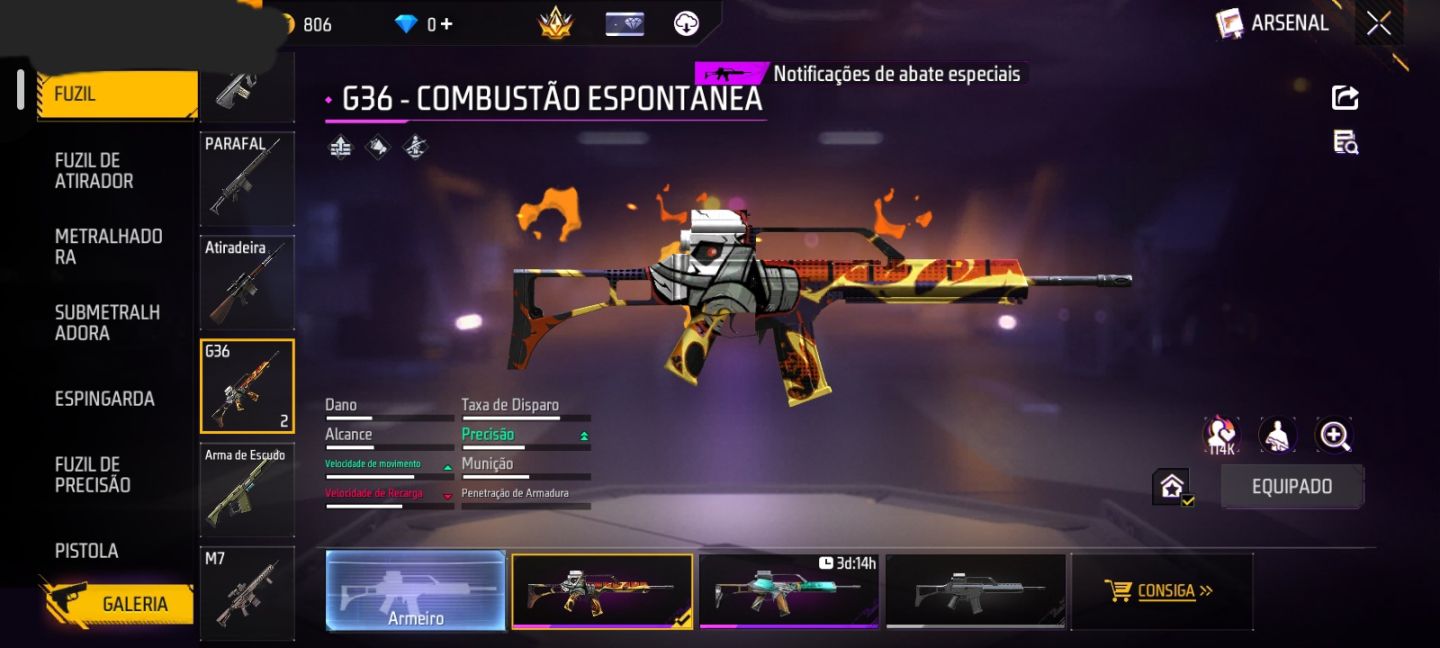 CONTA FF NIVEL 23 + SKIN DO NARUTO + BIO DE BATALHA + GELO + MOCHILA SHURIKEN