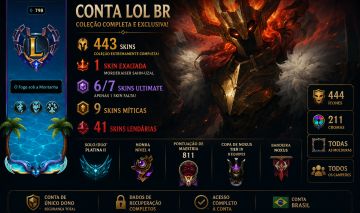 CONTA LOL BR 443 SKINS | EXALTADA | 6/7 ULTIMATE | LVL 798