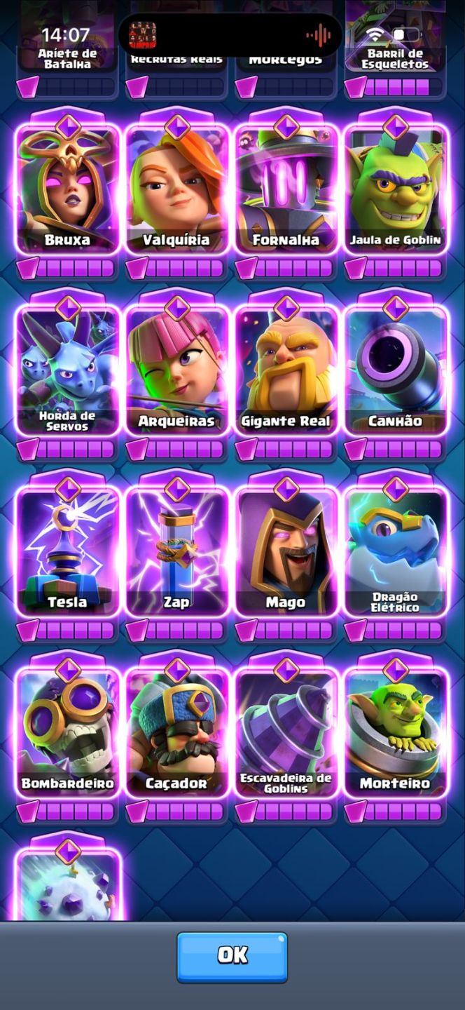 CONTA CLASH ROYALE, 14000 TROFEUS, 17 EVOLUÇÕES, 9 CARTAS ELITE(16) REI16 9 ANOS