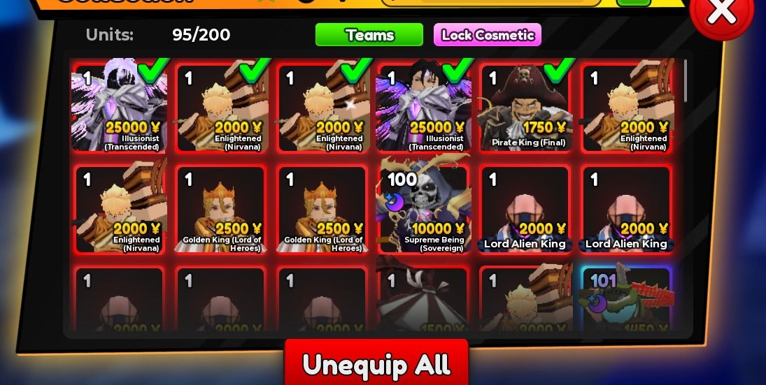 SHINY AIZEN COM SSS EM RANGER E OUTRAS UNITS TIER S