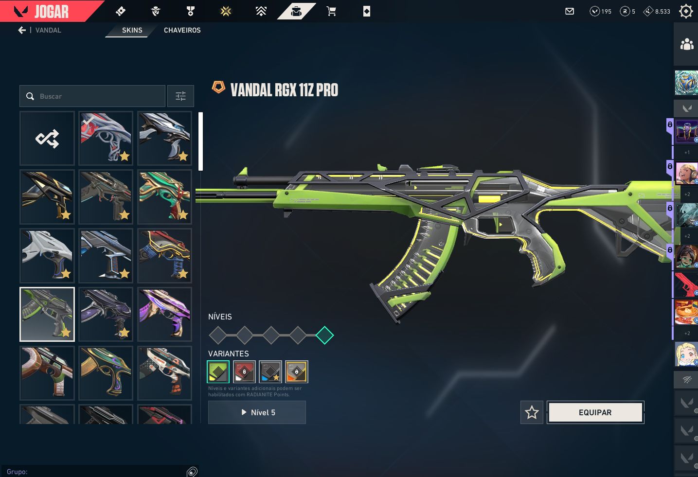 Conta Valorant, diversas skins de valndal