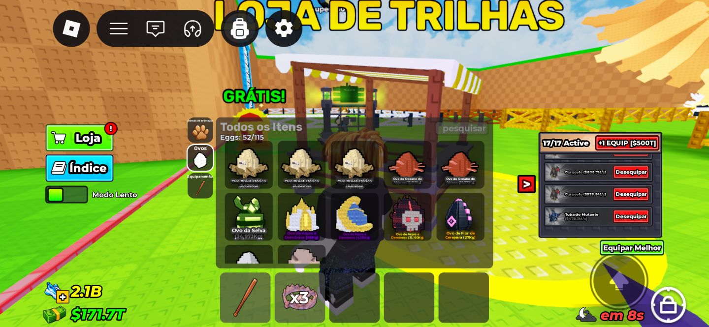 GÁRGULA+EQUINOX|MÍT:PÉGASO+2 TIGRE ONI|TRILHA x20|$166T|17/17|N11|ROBUX INVESTID