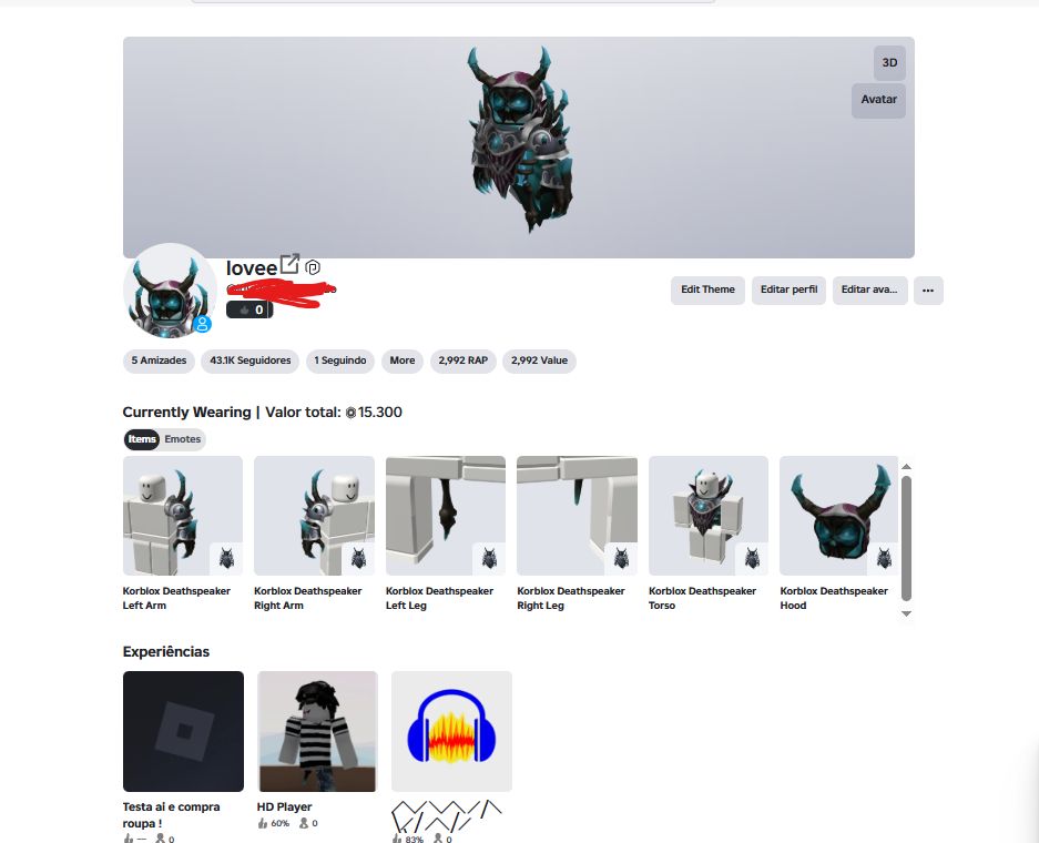 Conta roblox com korblox, 125k+ gastos
