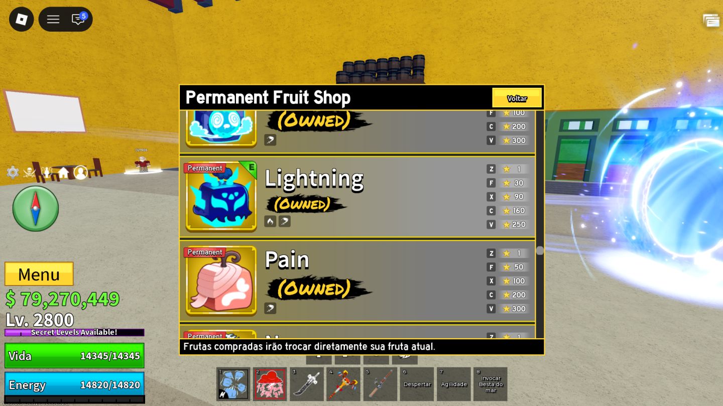 Conta main blox fruits com game pass, perms, crew top 12 global(participante)