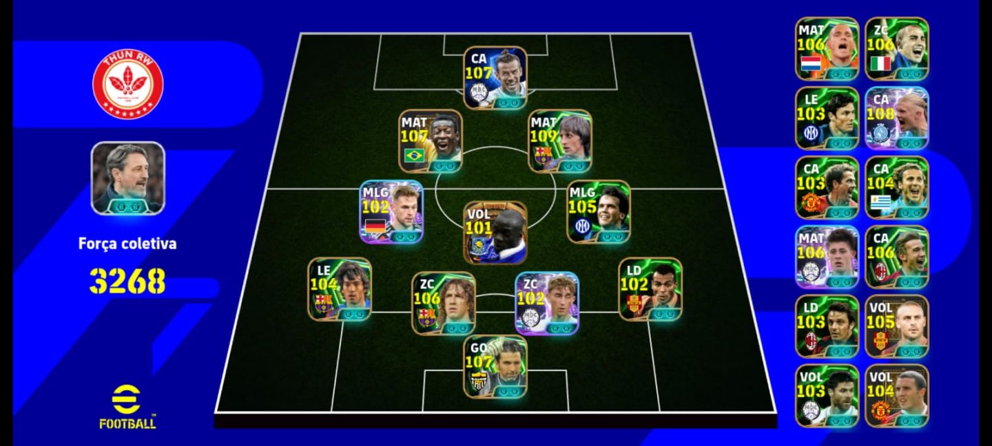 Conta efootball somente Konami id, Pelé 107 cruyyf entre outros