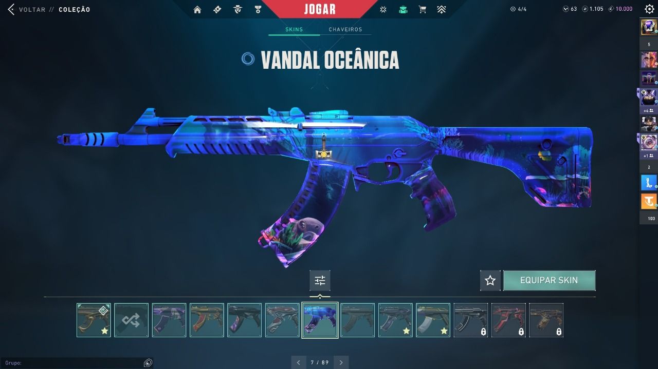 CONTA VALORANT, atualmente platincom muitas skins.