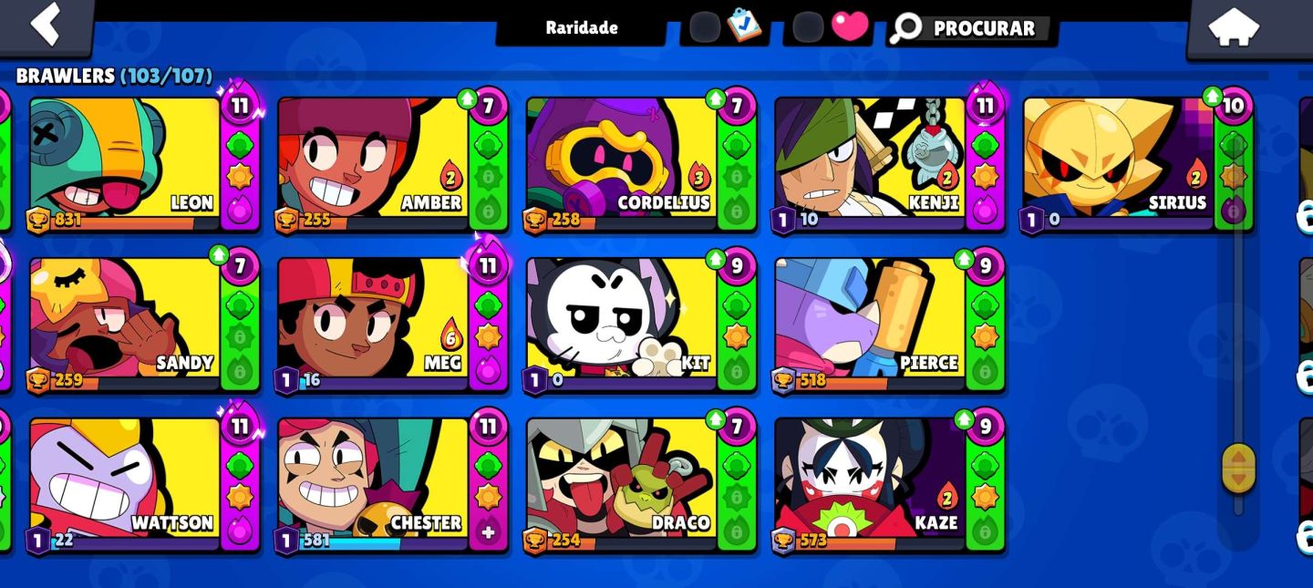 Brawl Stars 50K | 103 Brawlers | 240 SKINS | 13 Lendários | 54 Hipercargas