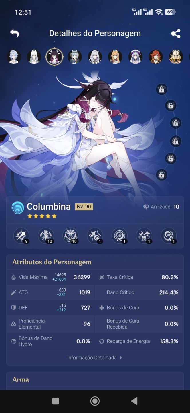 Conta Genshin ColumbinaC0R2, IneffaC1R1, SkirkC0R1, EscoffierC1R1, MavuikaC1R1 +