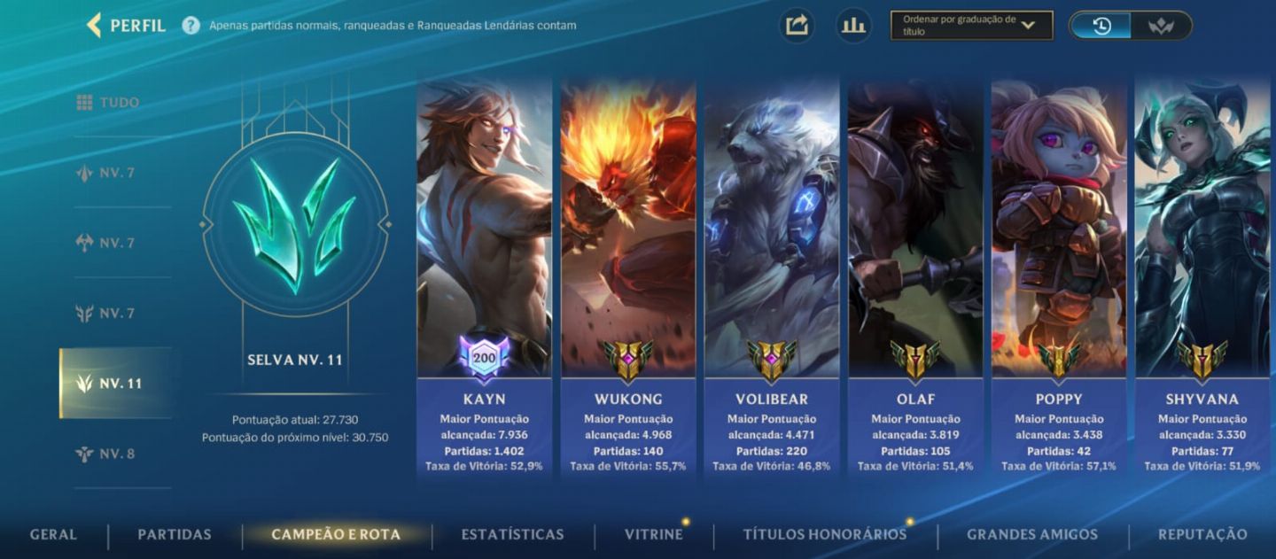 CONTA MONO KAYN - MAIN JUNGLE - RANK MAIS ALTO MESTRE