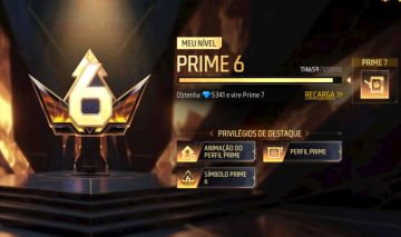 Conta FF 7 anos, prime 6 quase prime 7 faltando 5,5k de dimas.
