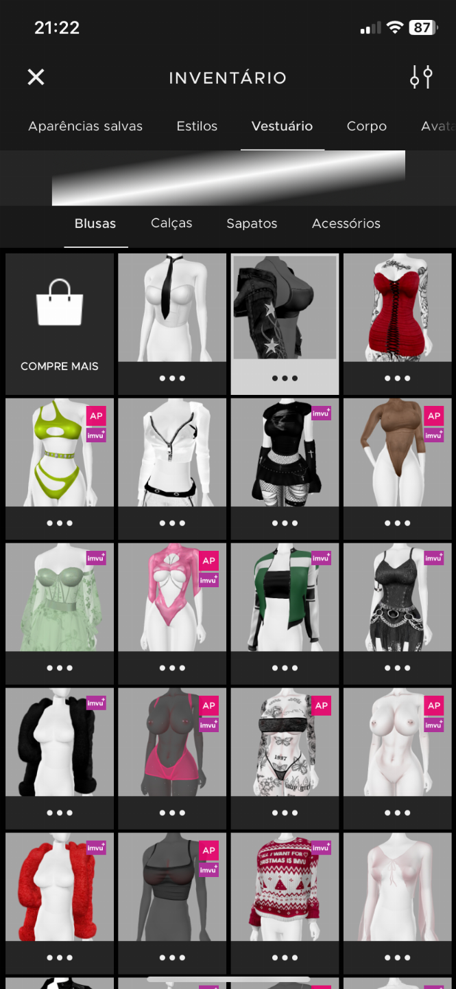 CONTA IMVU AGE+AP conta feminina (NÃO )