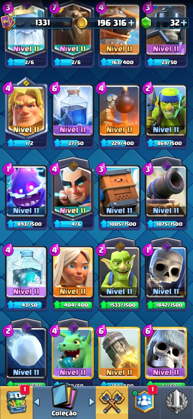 Conta clash Royale antiga, melhores cartas do game, MK Lv 13 + clash of clans