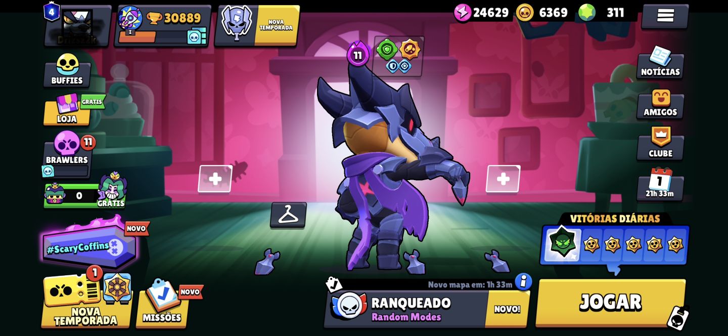 CONTA BRAWL STARS 30.8K TROFÉUS Troféus: 30.889 Várias skins como o Lobo