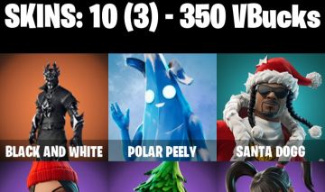 CONTA FORTNITE COM 10 SKINS BLACK AND WHITE/SANTA DOGG/YUKI YUBARI/ARCTICA