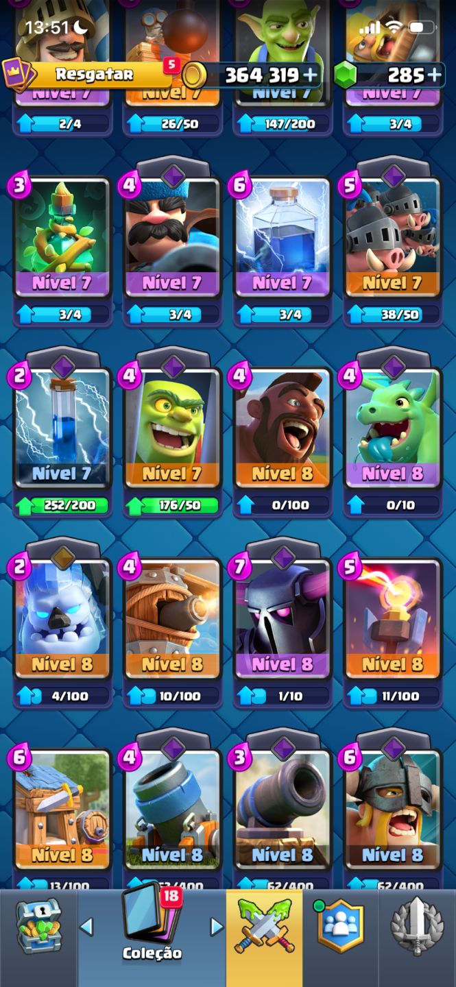 CONTA CLASH ROYALE | 3.083 TROFÉUS | CARTAS ARENAS 1-9| EMOTE 6-7 | 285 GEMAS