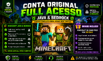 CONTA MINECRAFT ORIGINAL PREMIUM ACESSO RÁPIDO + SUPORTE
