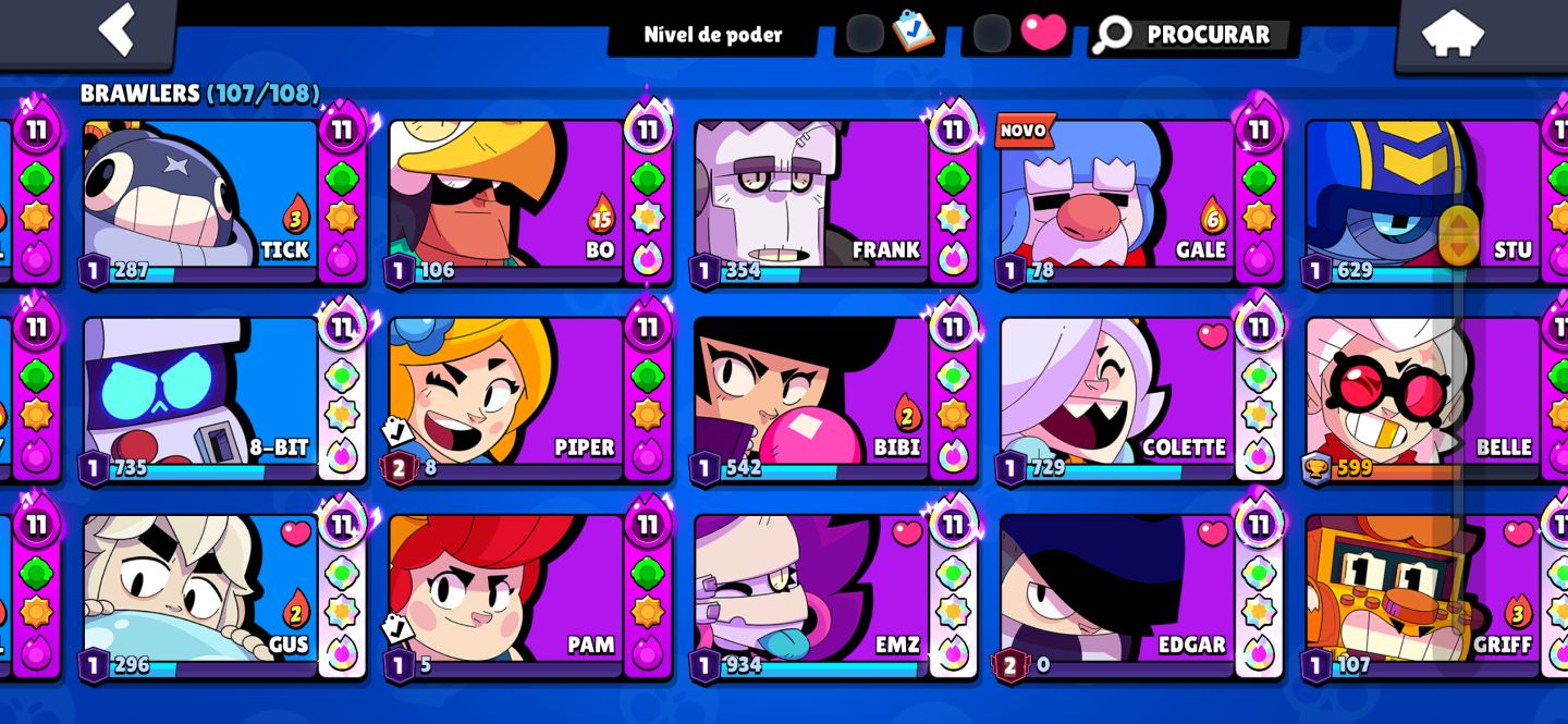 Conta de Braw Stars mestre com muitas skins lendárias e miticas