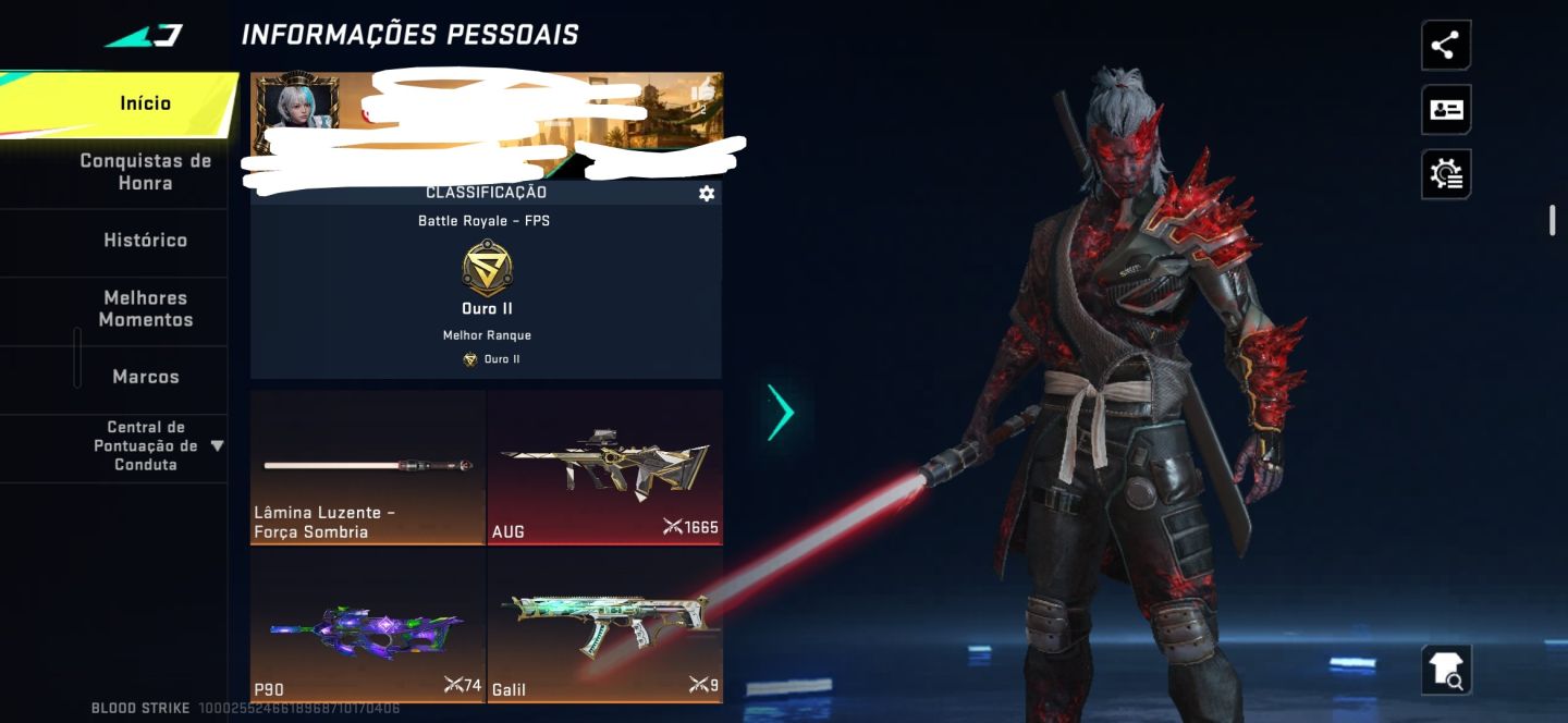 Conta blood com aug eterna+ lâmina força sombria+ultras+lendárias!