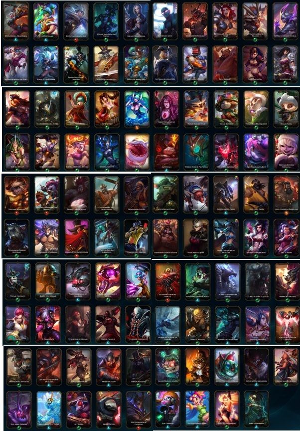 Conta league of legends, lv 336, todos os campeões, 299 skins(leia descrição)
