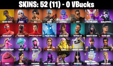 Conta Fortnite com Travis Scott | Torin | Raz | Ronin | Kymera | Joe e 52 Skins