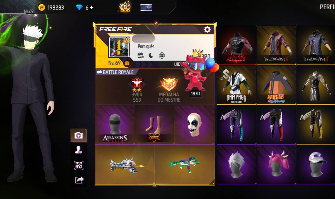 CONTA FF FULL GEMADA COM ASSASSINS CREED, TODOS TOP CRIMINAIS, MANDELA, 12 EVO