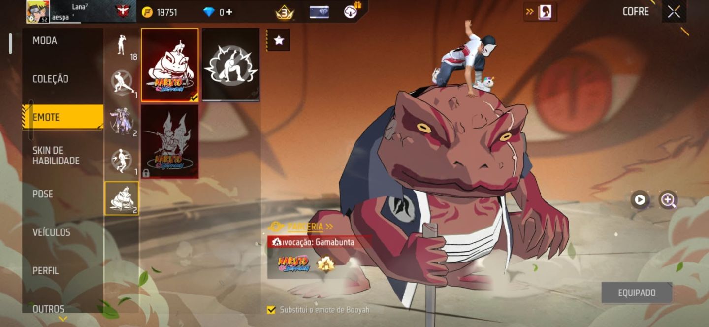 CONTA DE FREE FIRE COM NARUTO