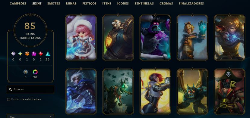 CONTA ESMERALDA 4 / MF EXOCÓSMICA / 4 SKINS DO YASUO / 42 SKINS / 10K EA