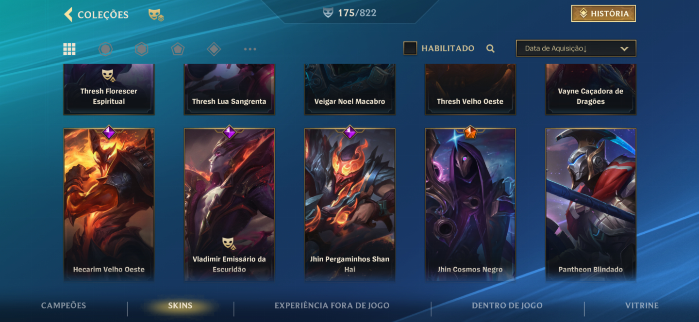 Conta de Wild Rift com muitas Skins