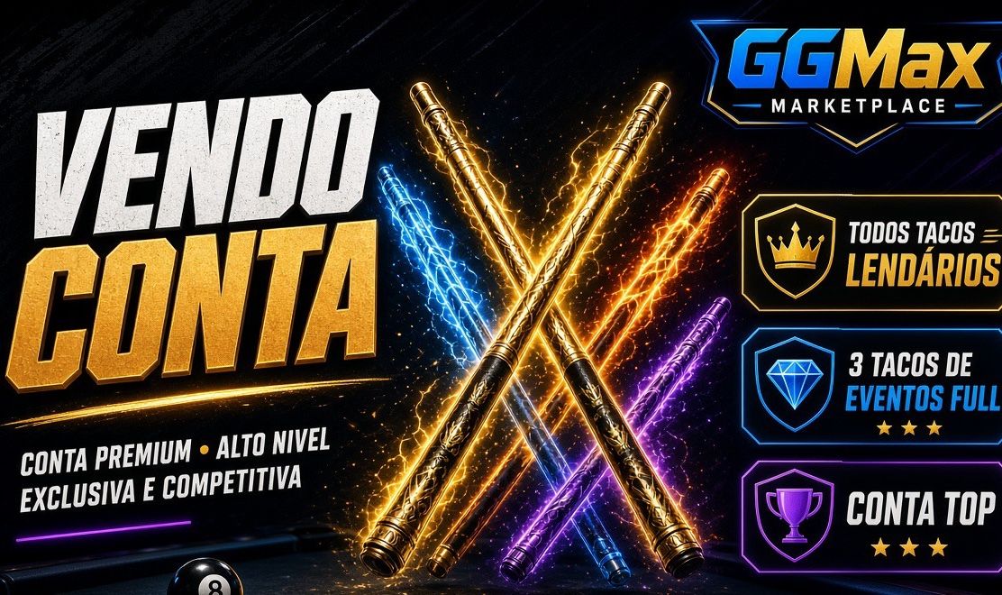 Conta 8 Ball Pool Nível 170 | Todos os Tacos Lendários + 3 Tacos Full de Evento