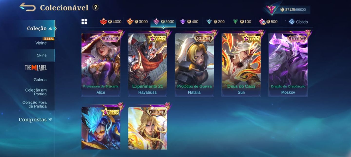 Conta mobile legends(aceito propostas) 314 skins, Itachi, Gaara etc