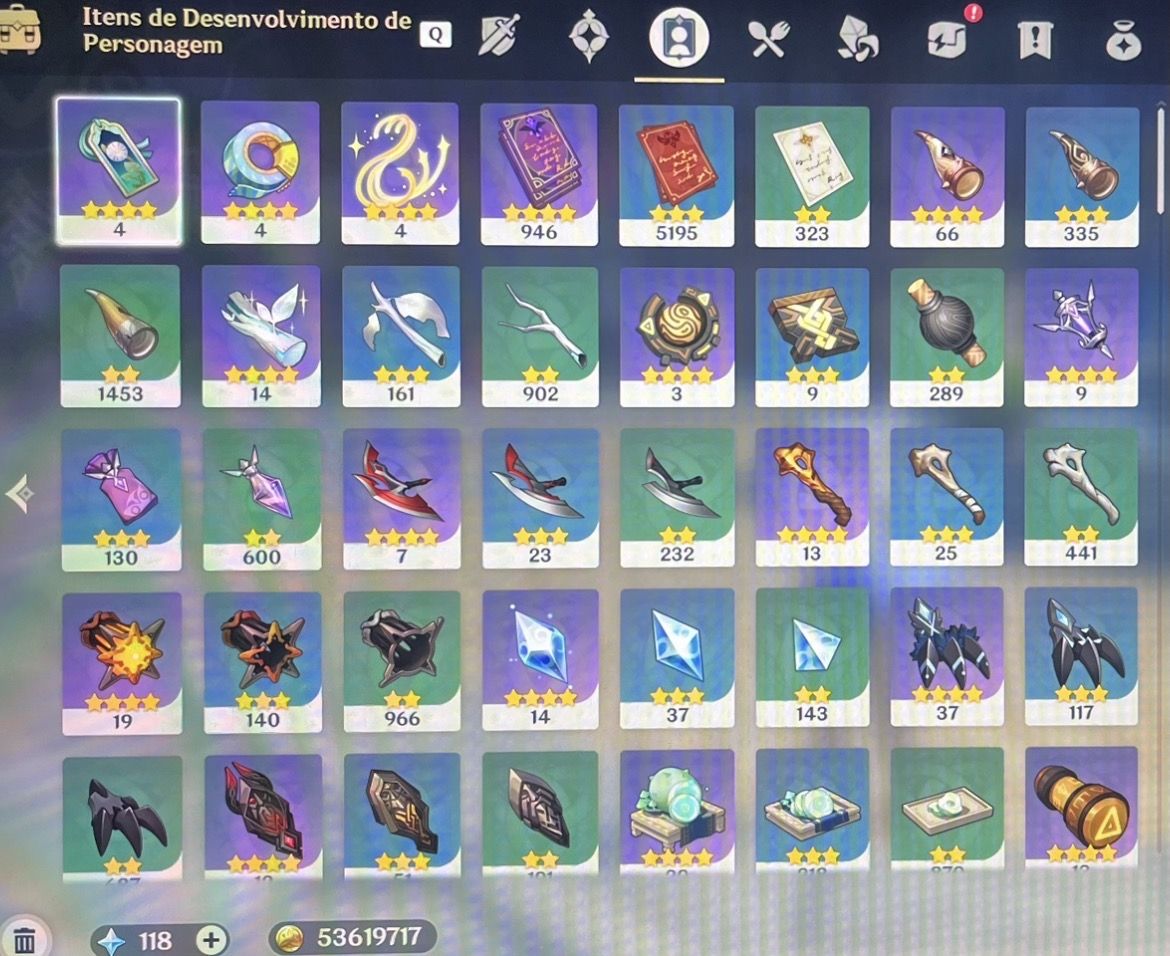 Conta de Genshin Ar60, 22 personagens t5, 11 armas t5.