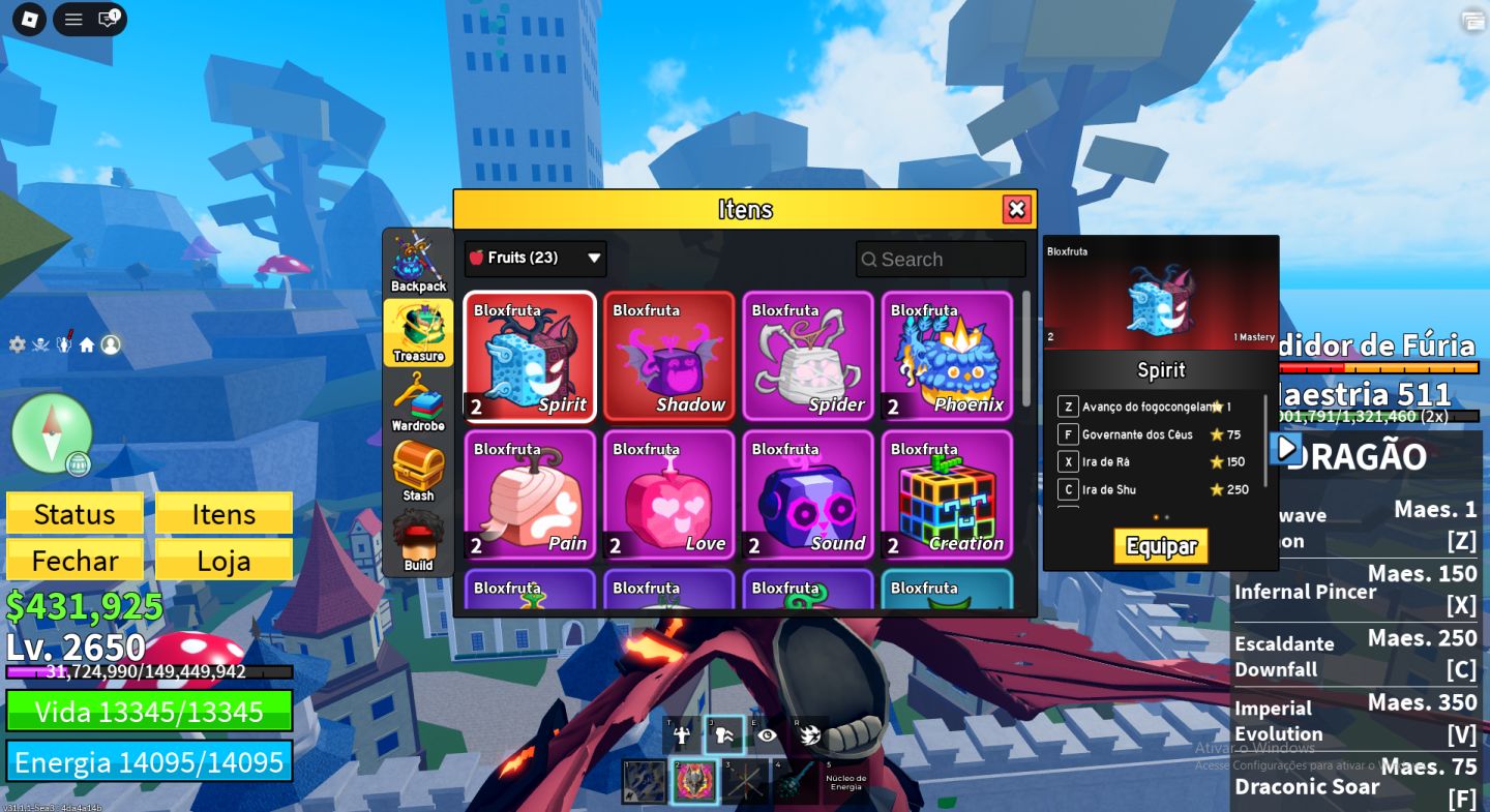 Conta de Blox fruits Com Dragon, Buddha, Gas Permanente, Gamepass e muitos mais