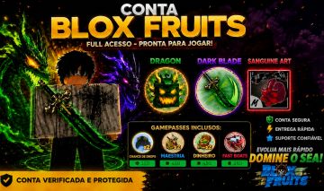 CONTA BLOX FRUITS COM DRAGON E DARK BLADE