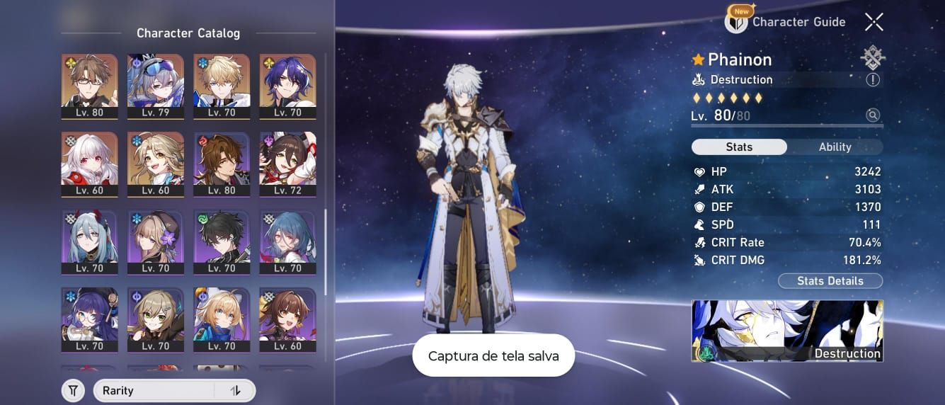 Conta c/ 33 personagens t5 + vários eidolons, Pet Exclusivo, +15 Cone de Luz e +