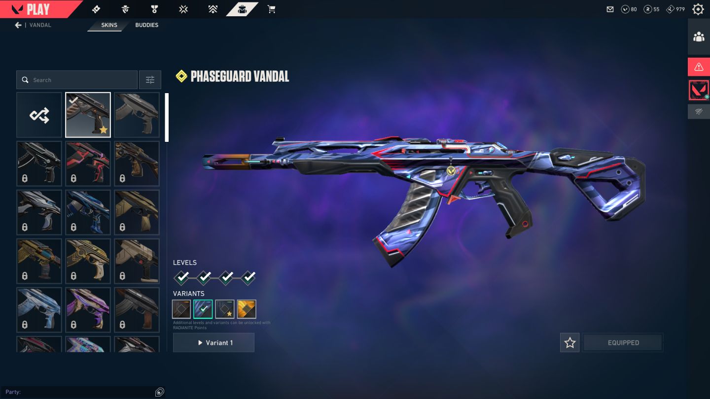 Conta Valorant Karambit sublime e vandal phaseguard - platina 2
