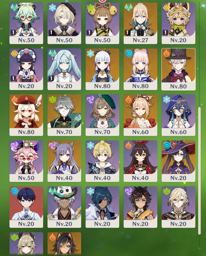 AR 55 | Ayaka, Raiden, Nahida, Furina, Kokomi, Lyney, Mavuika e mais | América