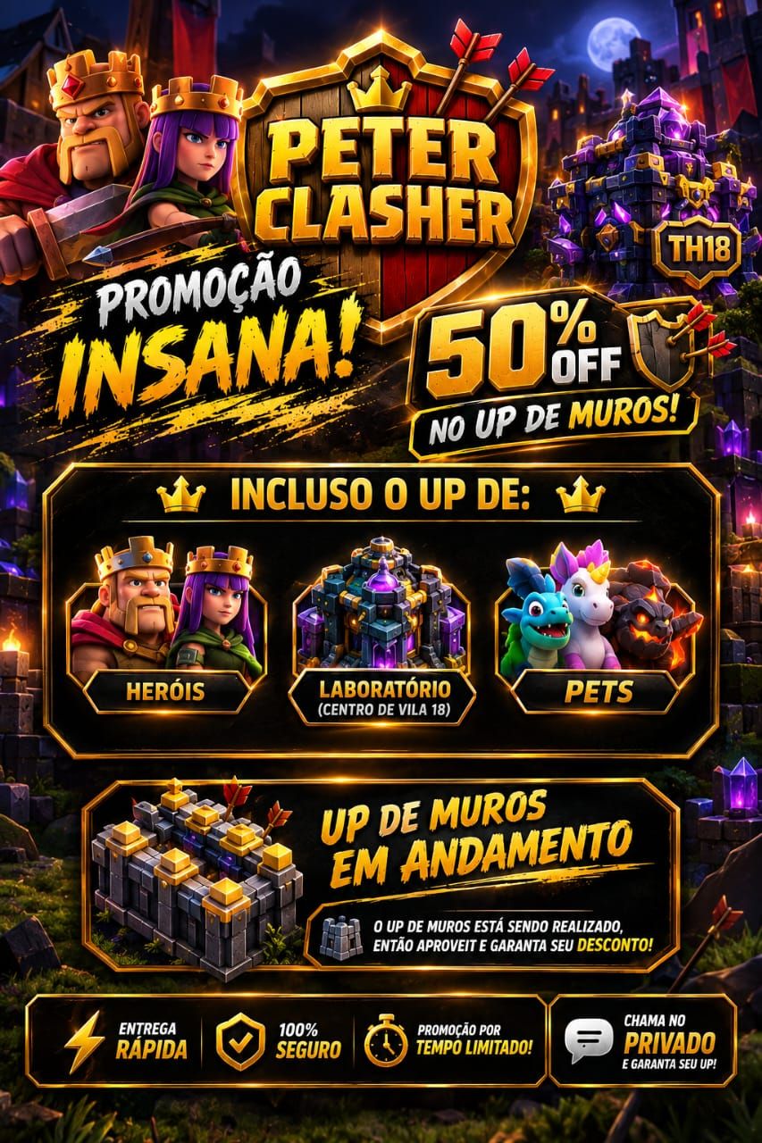 [50% OFF] PROMOÇÃO UP DE MUROS & FARM DE RECURSOS