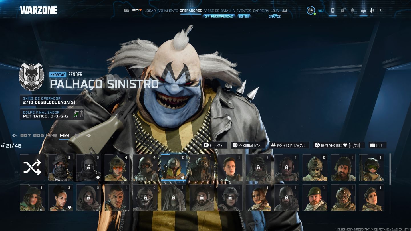 CONTA WARZONE NÍVEL 900+/ T800/ GORDÃO/ IRRIDESCENT MP E WZ/ MUITOS ITENS RAROS