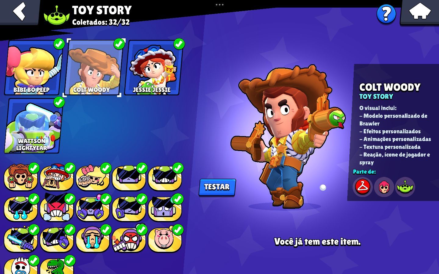 CONTA BRAWL STARS FULL PODER 11+SKINS RARAS