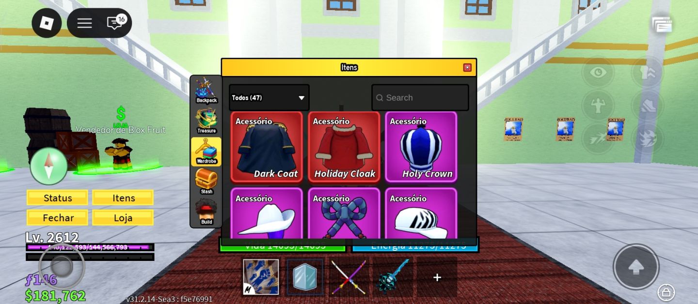 Conta de BLOX FRUITS com todas game pass e muitas frutas permanentes