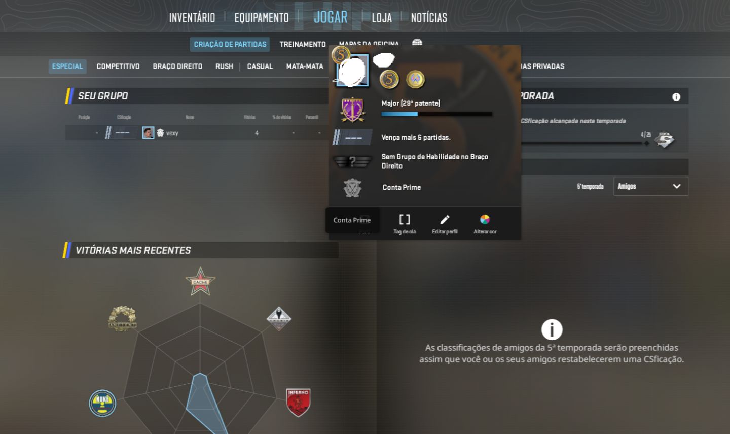 CONTA CS2 COM PRIME | CONTA COM 2 MEDALHAS | PREMIER LIBERADO + GTA V ENCHANCED