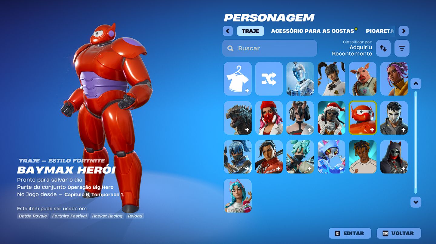 CONTA FORTNITE +200 ITENS - BAYMAX - VARINHA ESTELAR - 89 PICARETAS FULL ACESSO