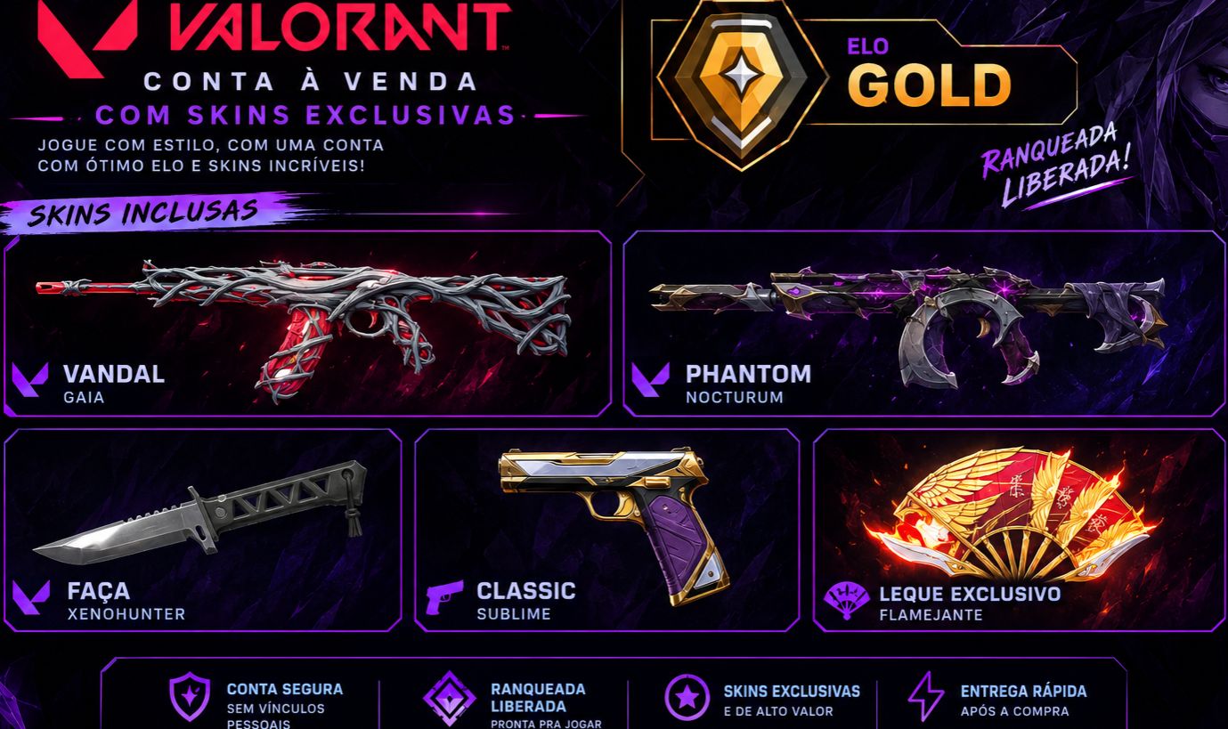 CONTA VALORANT NO GOLD!! PACOTE EXCLUSIVO