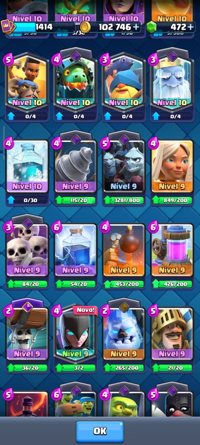 CONTA CLASH ROYALE NIVEL 15, VARIAS EVOS E HEROIS