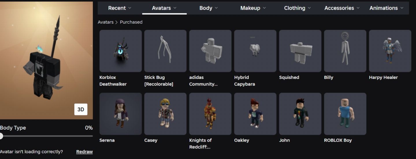 Conta de roblox com korblox death walker e navy queen of the night