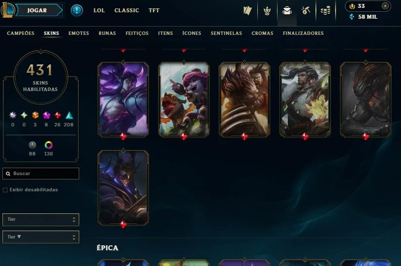Conta Lol Diamante 2 431 Skins Ex Mestre C Yone Pacificador Main Yasuo Ex Gm
